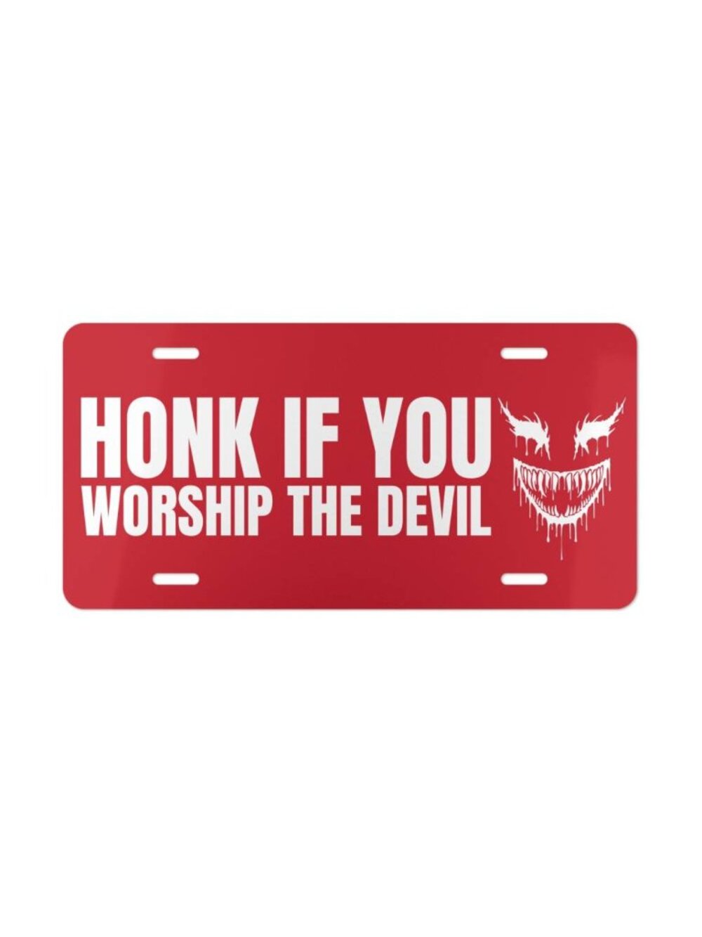 Honk If You Worship the Devil Vanity License Plate Funny Gag Car Tag USA